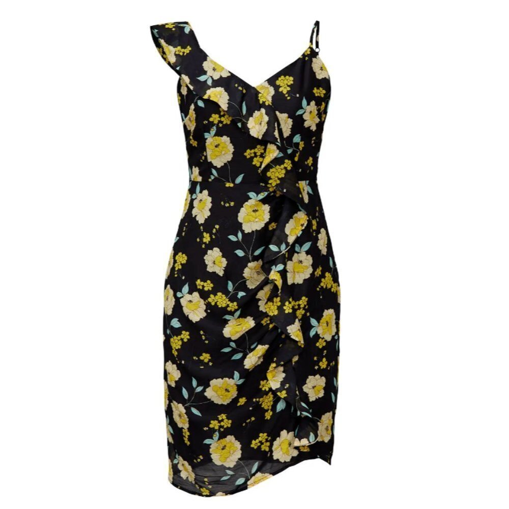 Cupcakes And Cashmere Ariadne Slub Chiffon Asymmetric Dress Ruffle Detail Size 6 View 3